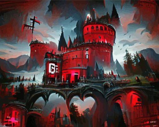 Aesthetic Red Castle Art paint by number