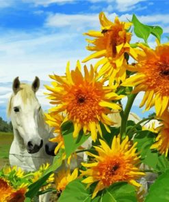 Beautiful Horse Sunflower paint by number