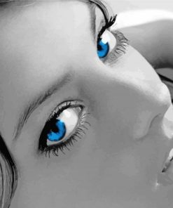 Black And White Blue Eyed Woman paint by number