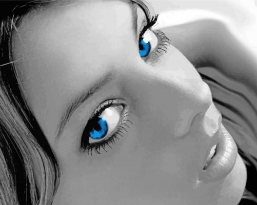 Black And White Blue Eyed Woman paint by number