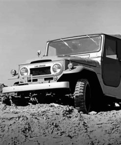 Black And White Vintage Land Cruiser paint by number