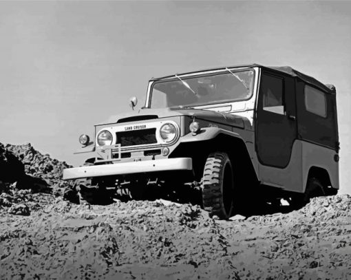 Black And White Vintage Land Cruiser paint by number