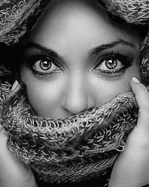 Black And White Lady With A Scarf paint by number