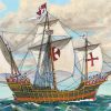 Caravel Sail Ship paint by number