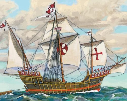 Caravel Sail Ship paint by number