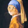 Cat Pearl Earring paint by number
