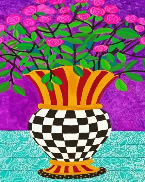 Checkered Vase Illustration paint by number