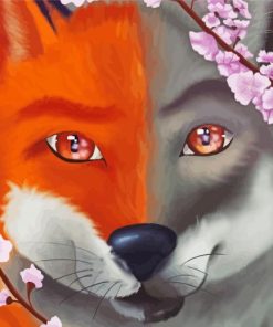 Cherry Blossom Fox And Wolf paint by number