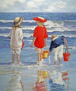 Children Enjoying On Beach Art paint by number
