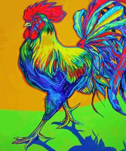 Colorful Abstract Rooster Art paint by number