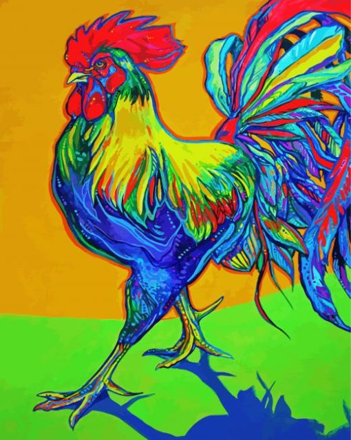 Colorful Abstract Rooster Art paint by number