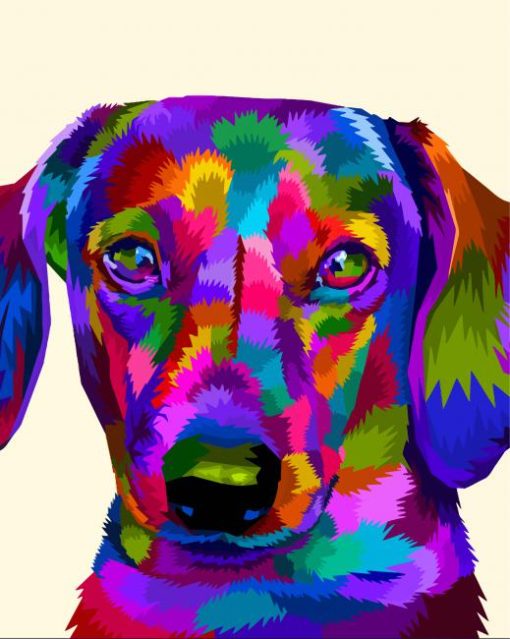 Colorful Dachshund Dog paint by number