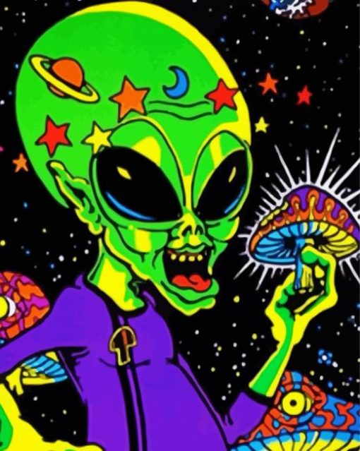 Cool Trippy Alien Art paint by number