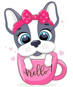 Cute Dog In The Cup paint by number