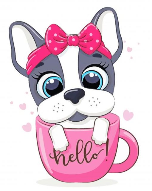 Cute Dog In The Cup paint by number