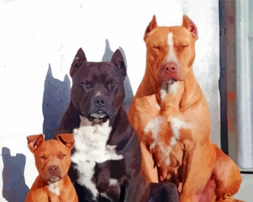 Cute Pit Bull Family paint by number