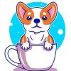 Cute Baby Dog In The Cup paint by number