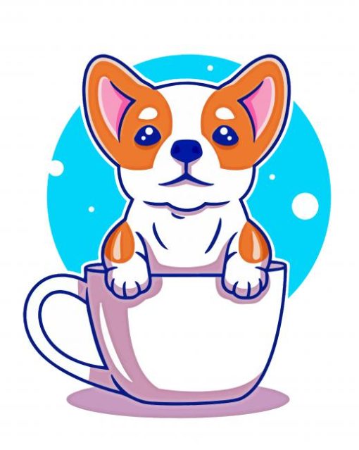 Cute Baby Dog In The Cup paint by number