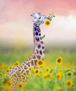 Cute Giraffe Sunflowers paint by number