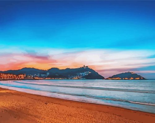 Donostia San Sebastian Beach At Sunset paint by number