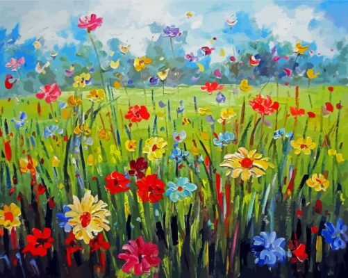 Flowers In Field Art paint by number