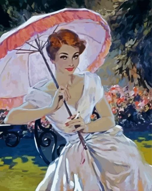 Girl Parasol David Wright paint by number