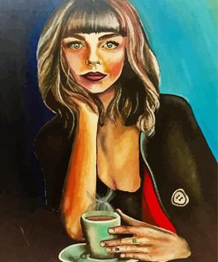 Gorgeous Girl Drinking Coffee paint by number