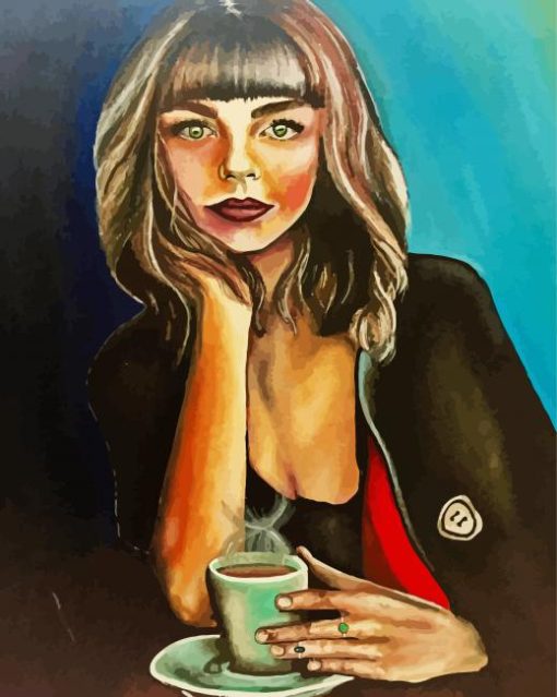 Gorgeous Girl Drinking Coffee paint by number