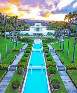 Hawaii Temple Landscape paint by number