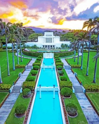 Hawaii Temple Landscape paint by number