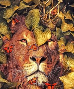 King Lion In Leaves paint by number