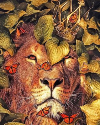 King Lion In Leaves paint by number