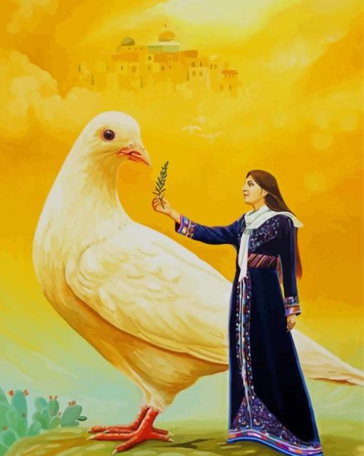 Middle Eastern Woman And Dove paint by number