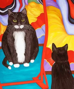Mirror Cat Reflection Art paint by number