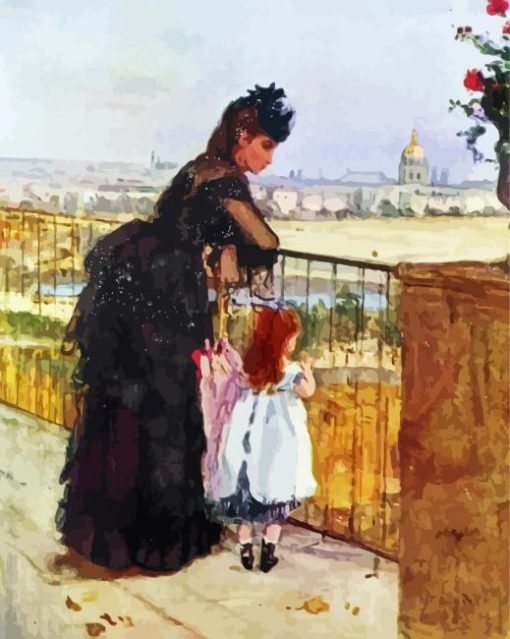 Mother And Daughter In Paris paint by number