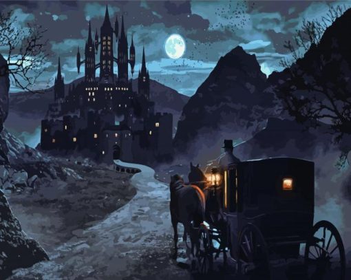 Night Dracula Castle paint by number