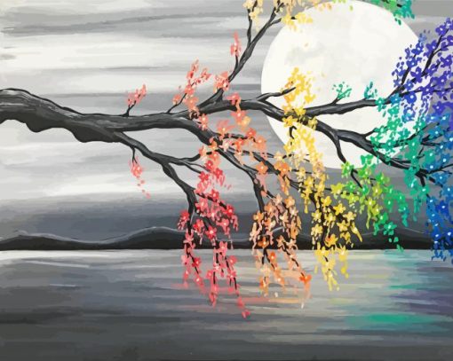 Rainbow Cherry Tree paint by number
