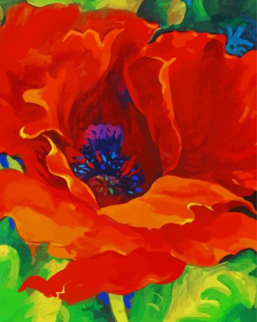 Red Flower Simon Bull paint by number