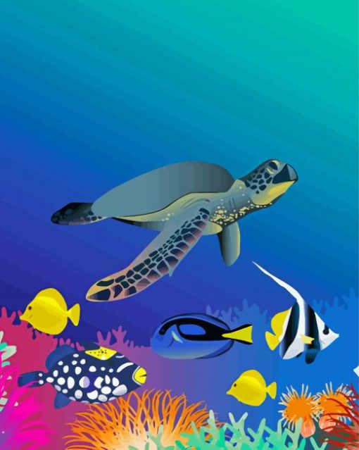 Sea Turtle Scenery paint by number