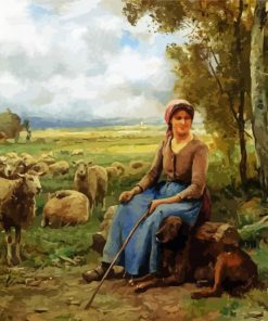 Sheep Farmer And Dog paint by number