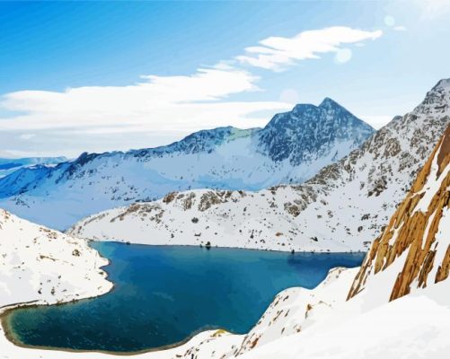 Snowy Cadair Idris Mountain paint by number