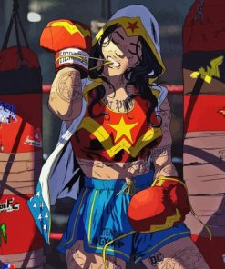 Strong Wonder Woman Boxing Art paint by number