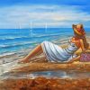 Summer Girl Looking Out To Sea Art paint by number