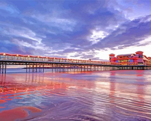 Weston Super Mare Pier Sunset paint by number