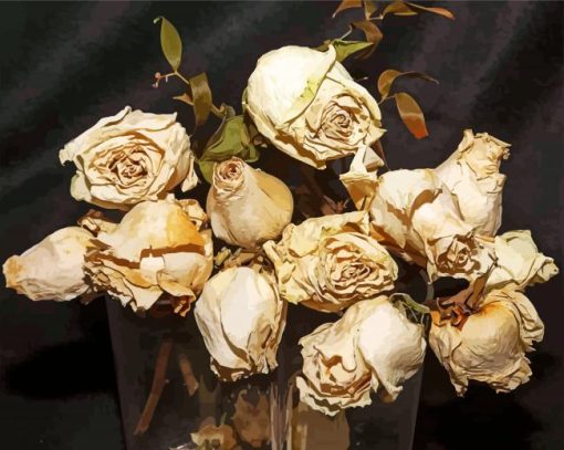 White Dying Rose paint by number