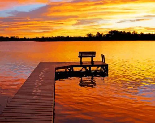 Wisconsin Lake At Sunset paint by number