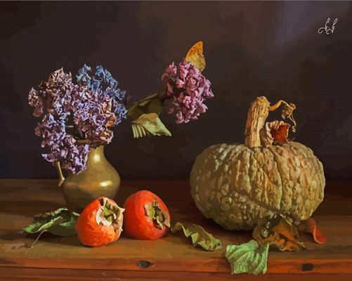 Withered Persimmon And Pumpkin paint by number