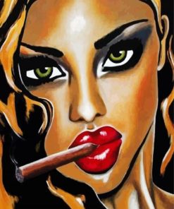 Woman Smoking Cigar paint by number