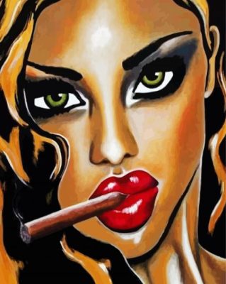 Woman Smoking Cigar paint by number