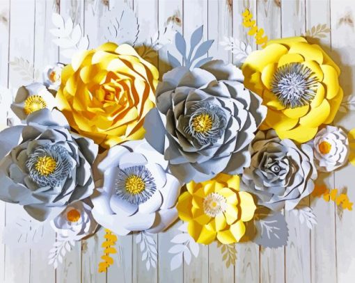 Yellow Gray Flowers paint by number